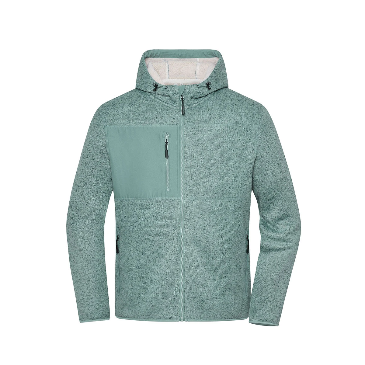 Unisex Workwear Strickfleece Jacke JN1874 · foggy-green-melange/nature